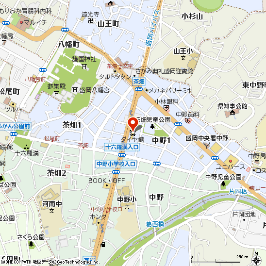 タイヤ館 盛岡中央店付近の地図